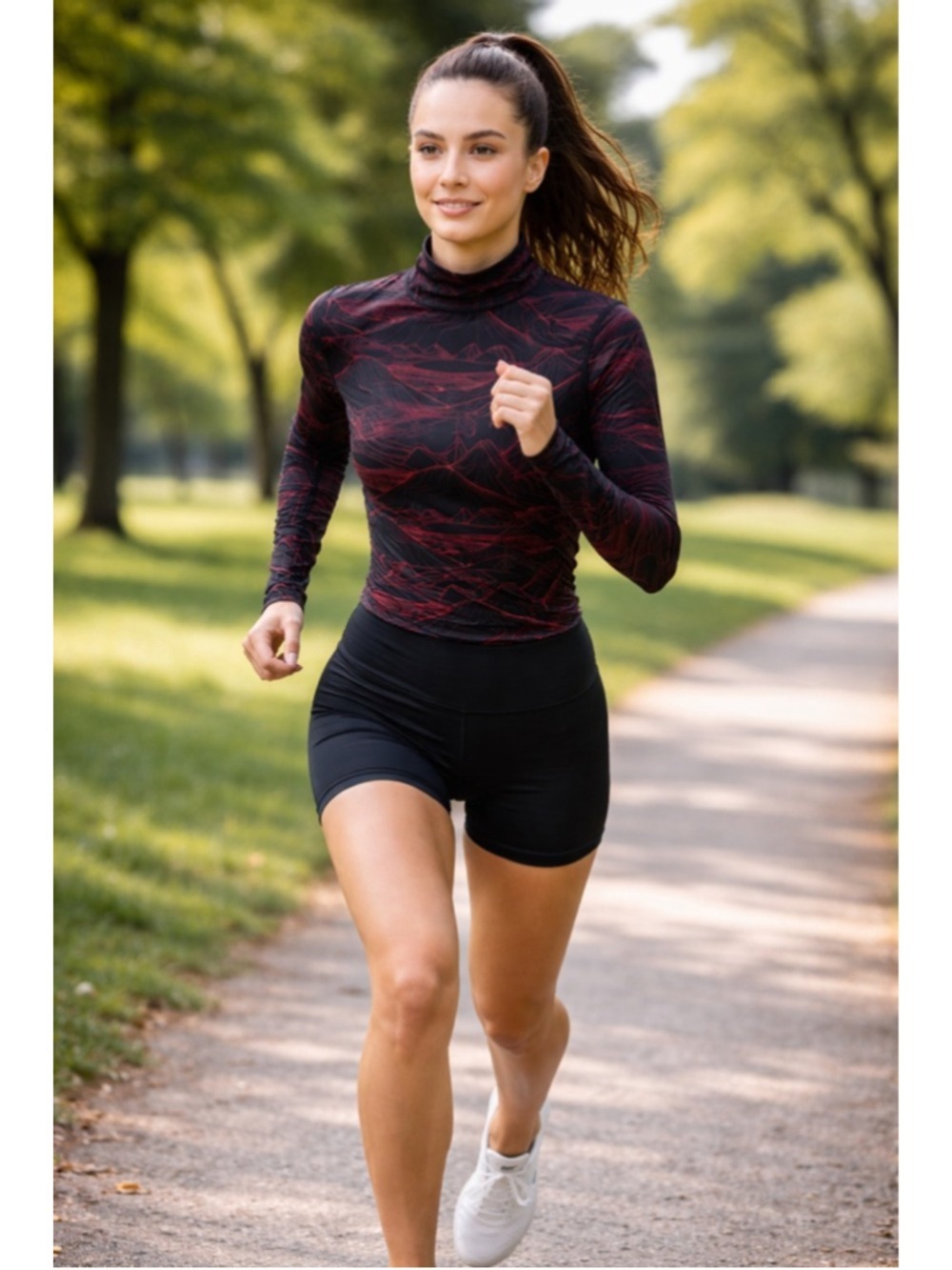 Kyodan Mountains Printed Base Layer Turtleneck Medium Running Athletic Slim Fit